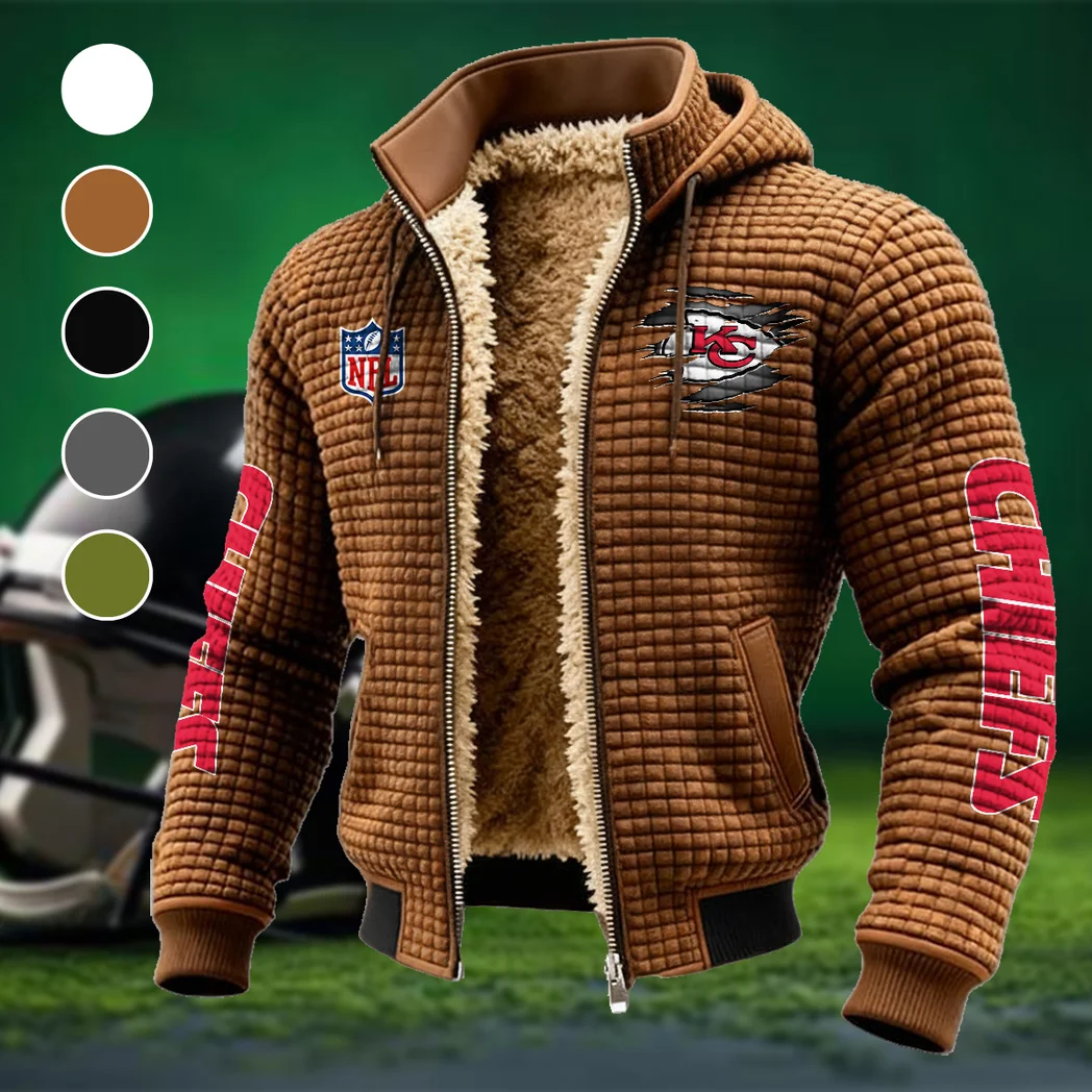 Victory Horns Fleece-Lined Hooded Jacket, Elemental Guard Sport Jacket HVN1446KC - brown