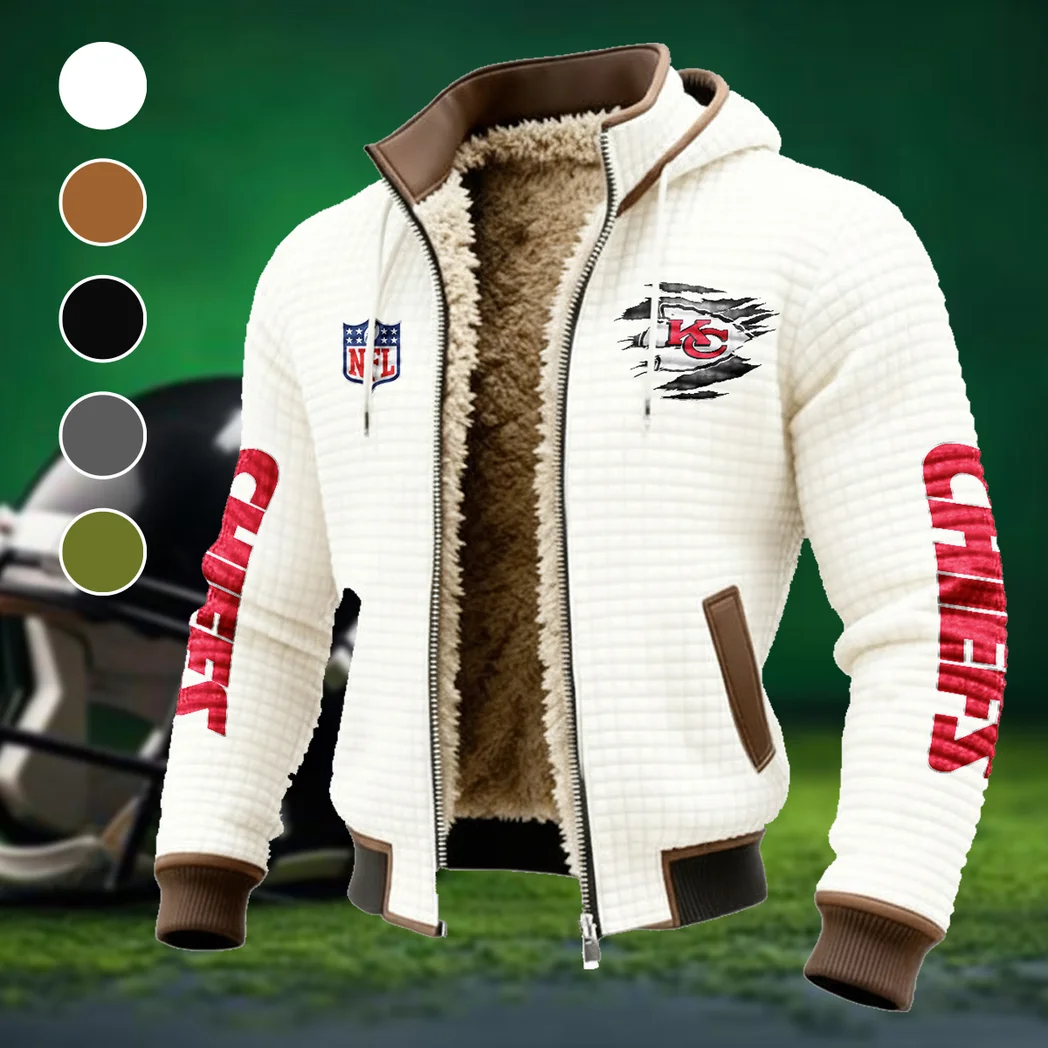 Victory Horns Fleece-Lined Hooded Jacket, Elemental Guard Sport Jacket HVN1446KC - White