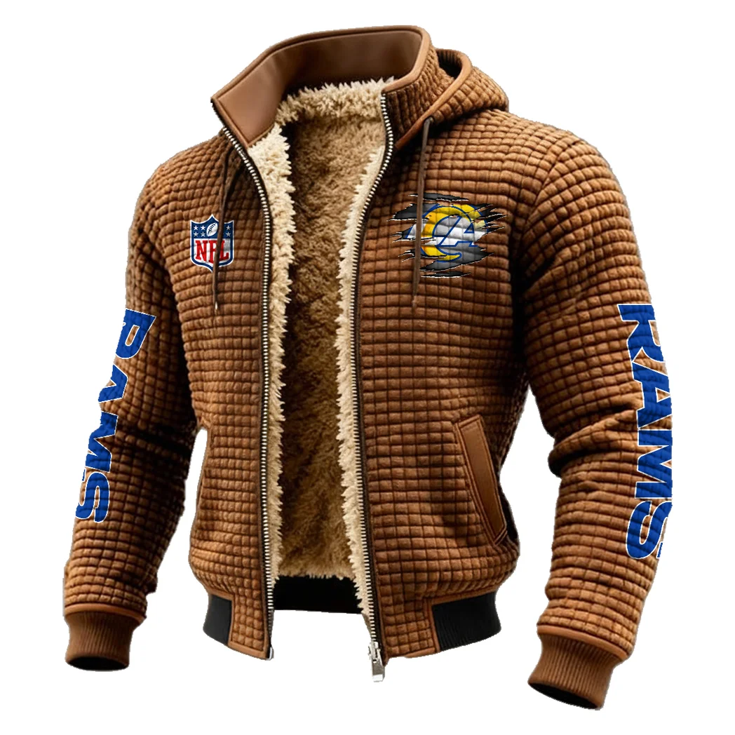 Horned Army Fleece-Lined Hooded Jacket, Water-Resistant Thermal Hoody HVN1446LA - brown - Image 2