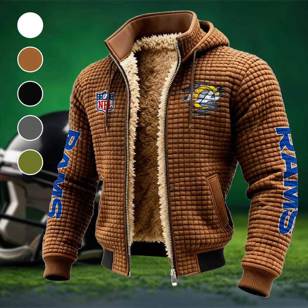 Horned Army Fleece-Lined Hooded Jacket, Water-Resistant Thermal Hoody HVN1446LA - brown