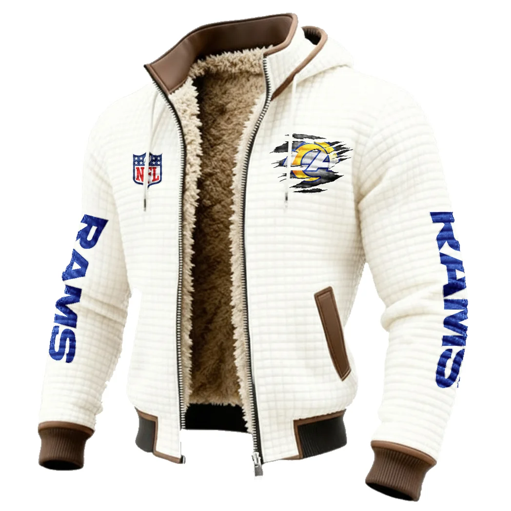 Horned Army Fleece-Lined Hooded Jacket, Water-Resistant Thermal Hoody HVN1446LA - White - Image 2