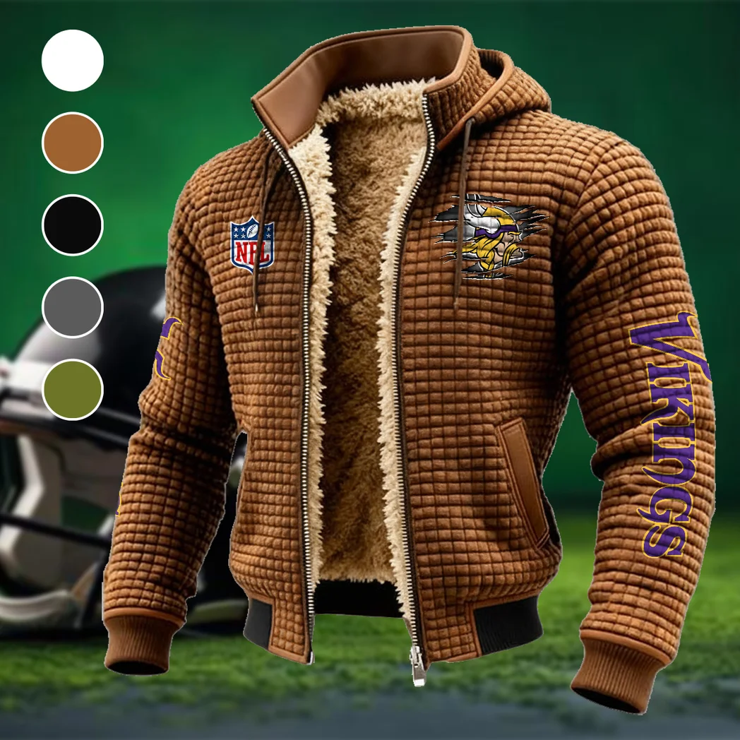 Match Day Raiders Fleece-Lined Hooded Jacket, Rugged Terrain Fleece Hoody HVN1446MV - brown