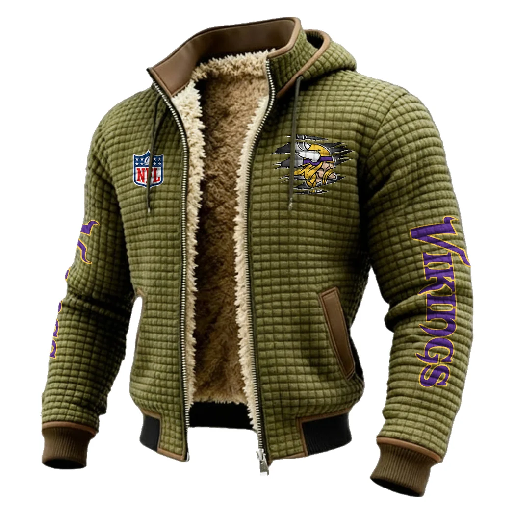 Match Day Raiders Fleece-Lined Hooded Jacket, Rugged Terrain Fleece Hoody HVN1446MV - Green - Image 2