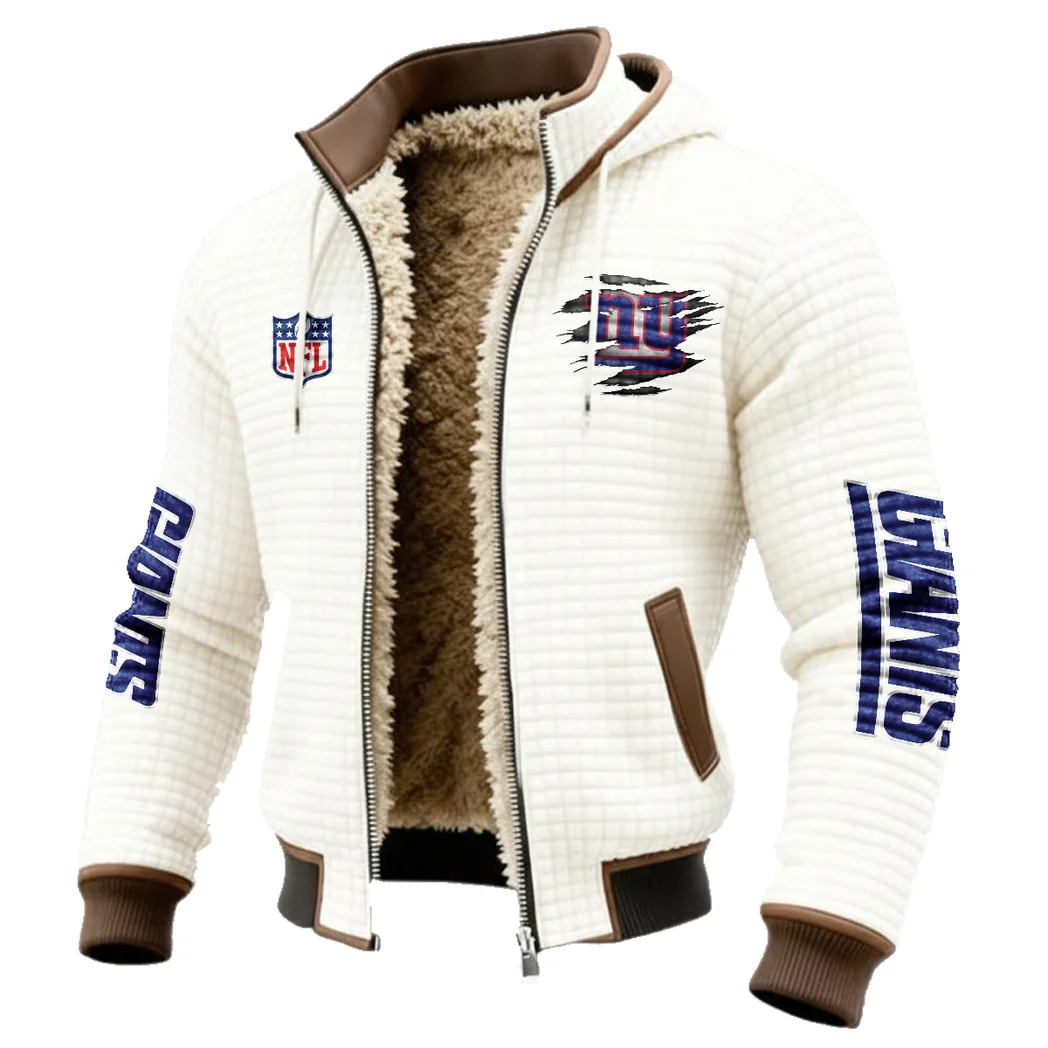 Empire Fans Fleece-Lined Hooded Jacket, Ultra-Soft Plush Lined Jacket HVN1446NG - White - Image 2