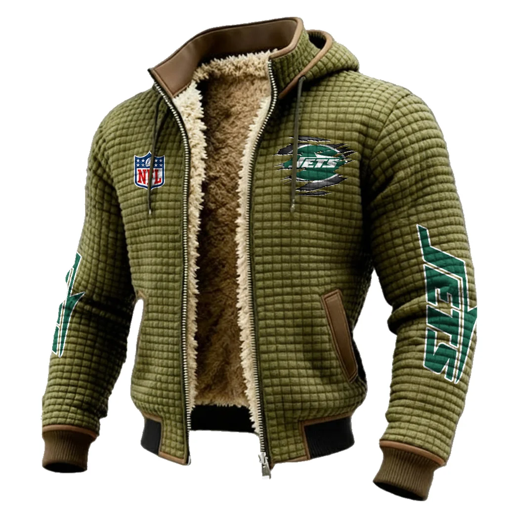 Football Jet Crew Fleece-Lined Hooded Jacket, Thermal Core Fleece Jacket HVN1446NJ - Green - Image 2