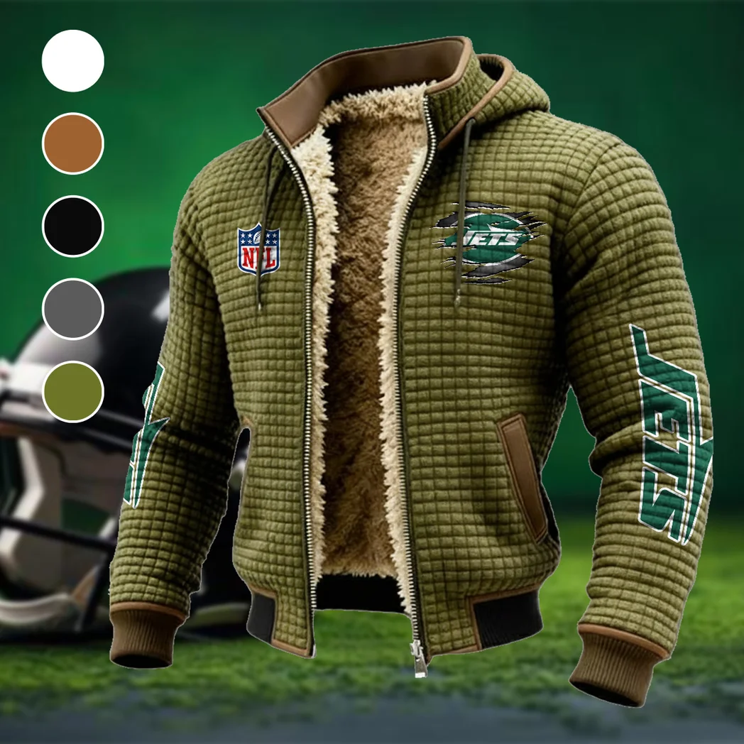 Football Jet Crew Fleece-Lined Hooded Jacket, Thermal Core Fleece Jacket HVN1446NJ - Green