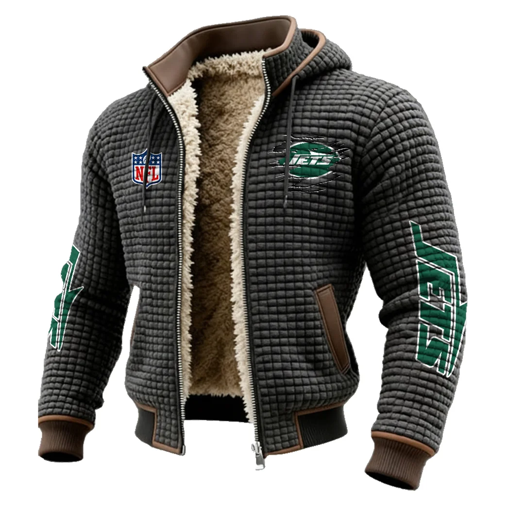 Football Jet Crew Fleece-Lined Hooded Jacket, Thermal Core Fleece Jacket HVN1446NJ - Grey - Image 2