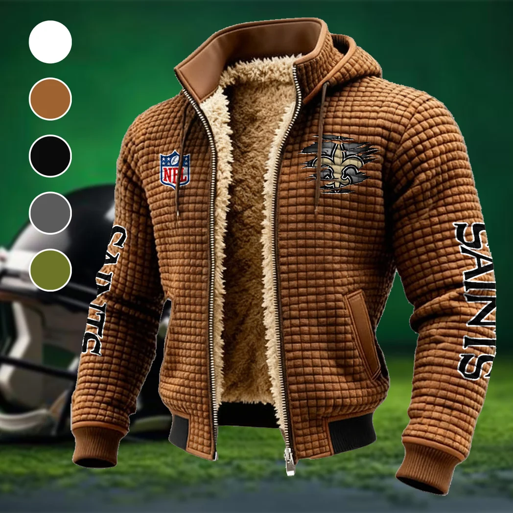 Fan Squad Fleece-Lined Hooded Jacket, Brushed Interior Winter Jacket HVN1446NS - brown