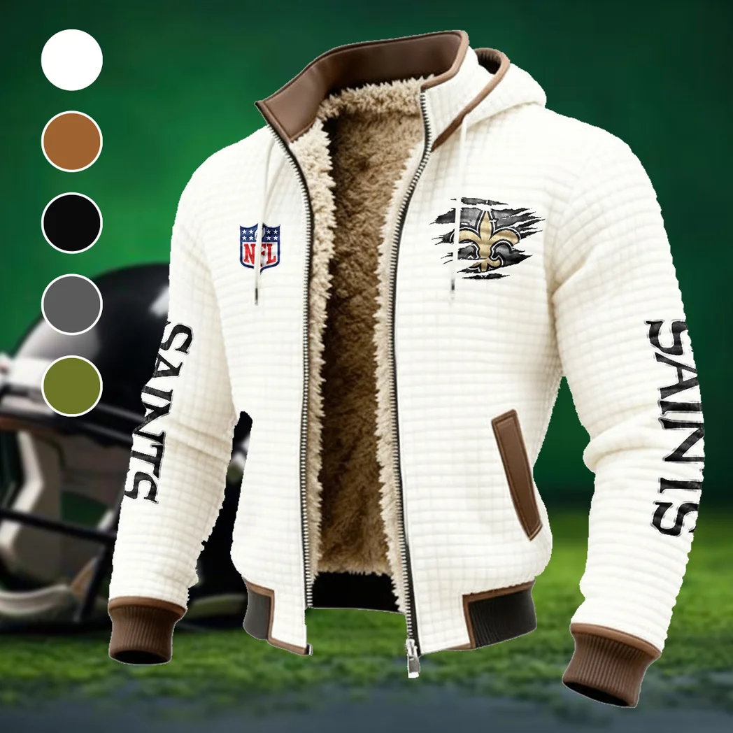 Fan Squad Fleece-Lined Hooded Jacket, Brushed Interior Winter Jacket HVN1446NS - White