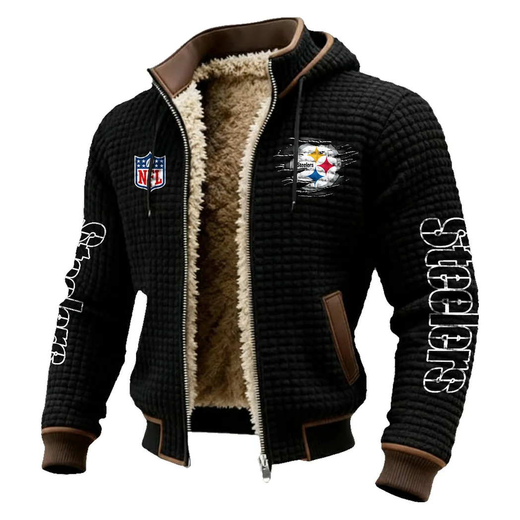 Steel Crew Fleece-Lined Hooded Jacket, High-Density Comfort Fleece HVN1446PS - Black - Image 2
