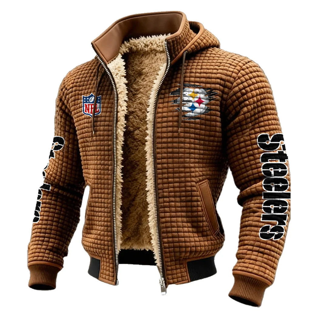 Steel Crew Fleece-Lined Hooded Jacket, High-Density Comfort Fleece HVN1446PS - brown - Image 2