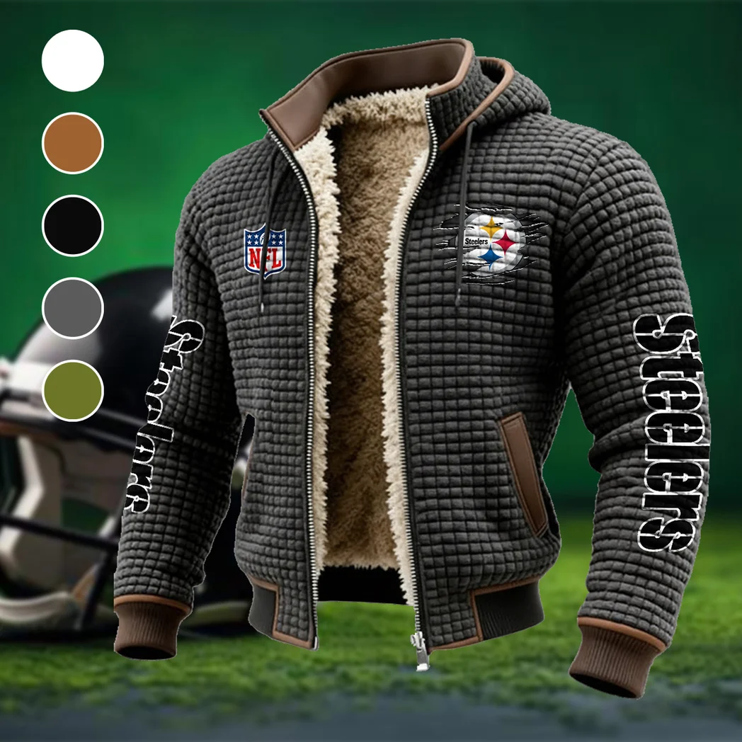 Steel Crew Fleece-Lined Hooded Jacket, High-Density Comfort Fleece HVN1446PS - Grey