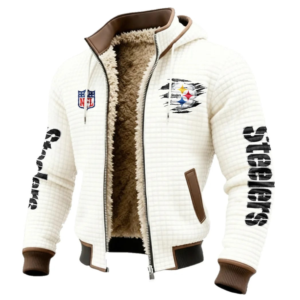 Steel Crew Fleece-Lined Hooded Jacket, High-Density Comfort Fleece HVN1446PS - White - Image 2