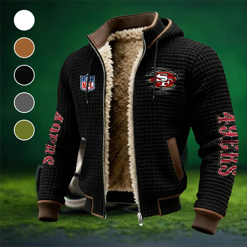 Red Gold Army Fleece-Lined Hooded Jacket, Premium Bonded Fleece Jacket HVN1446SF - Black