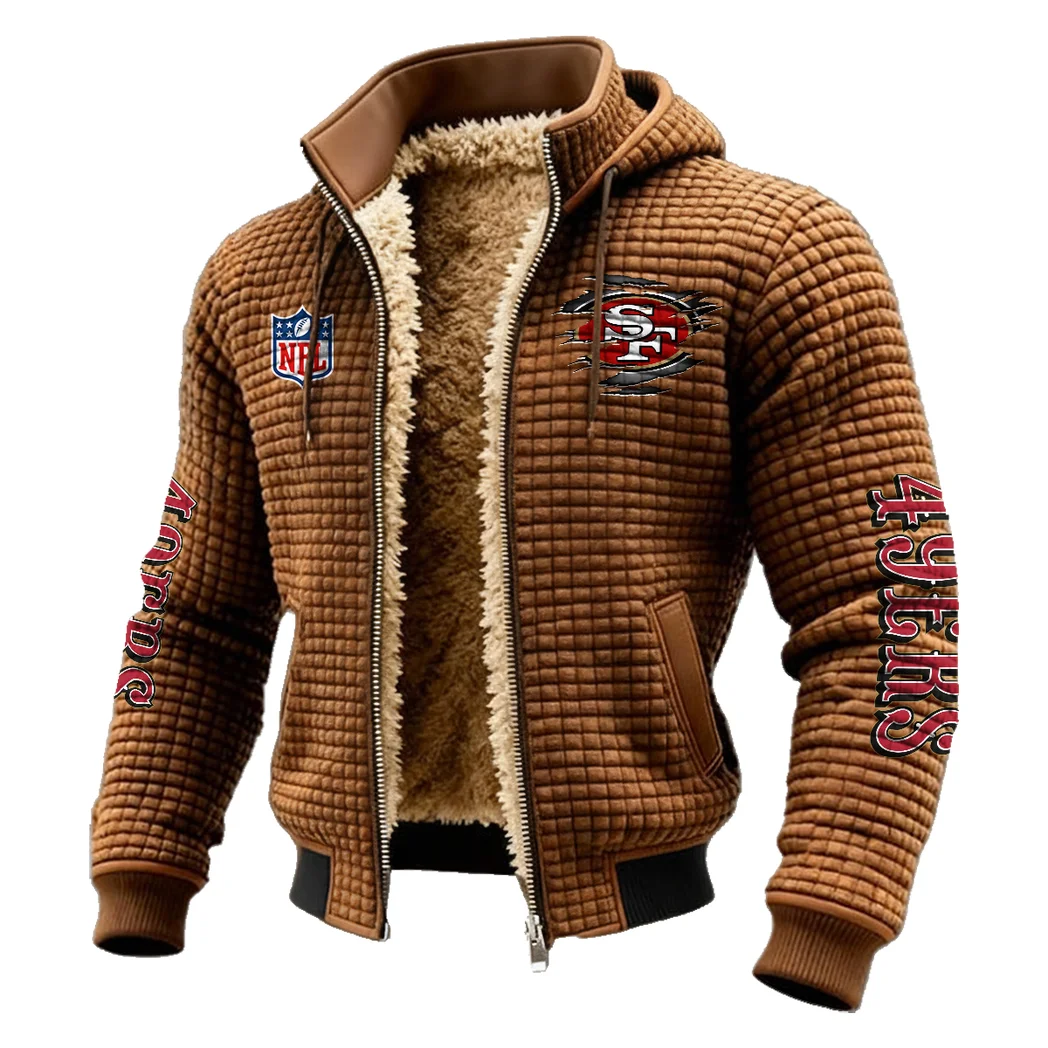 Red Gold Army Fleece-Lined Hooded Jacket, Premium Bonded Fleece Jacket HVN1446SF - brown - Image 2