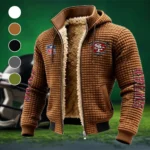 Red Gold Army Fleece-Lined Hooded Jacket, Premium Bonded Fleece Jacket HVN1446SF - brown