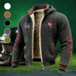 Red Gold Army Fleece-Lined Hooded Jacket, Premium Bonded Fleece Jacket HVN1446SF - Grey