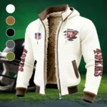 Red Gold Army Fleece-Lined Hooded Jacket, Premium Bonded Fleece Jacket HVN1446SF - White