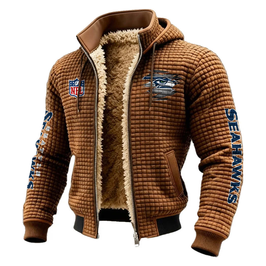Puget Squad Fleece-Lined Hooded Jacket, Breathable Warmth Sport Jacket HVN1446SS - brown - Image 2