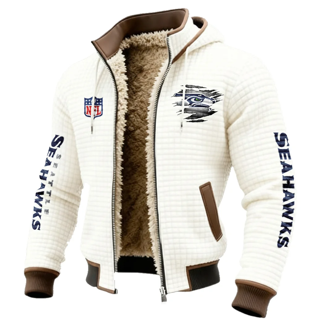 Puget Squad Fleece-Lined Hooded Jacket, Breathable Warmth Sport Jacket HVN1446SS - White - Image 2