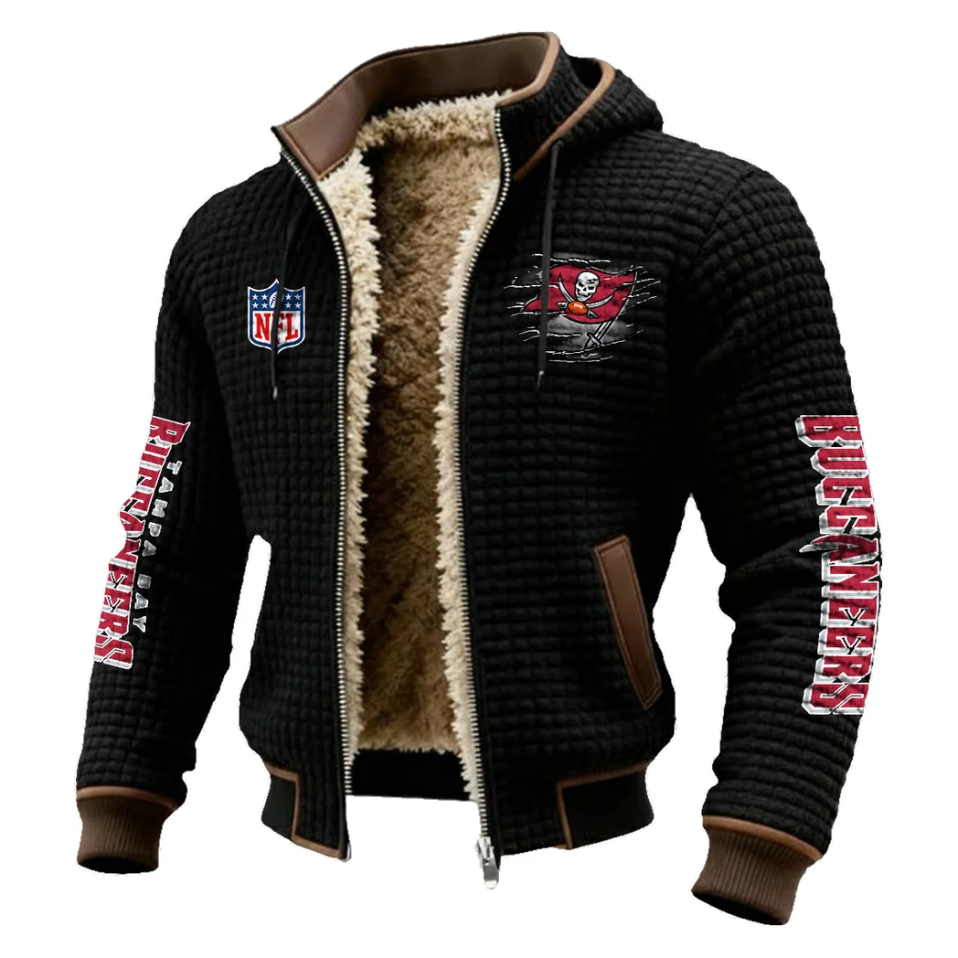 Victory Wings Fleece-Lined Hooded Jacket, Soft-Touch Thermal Outerwear HVN1446TB - Black - Image 2