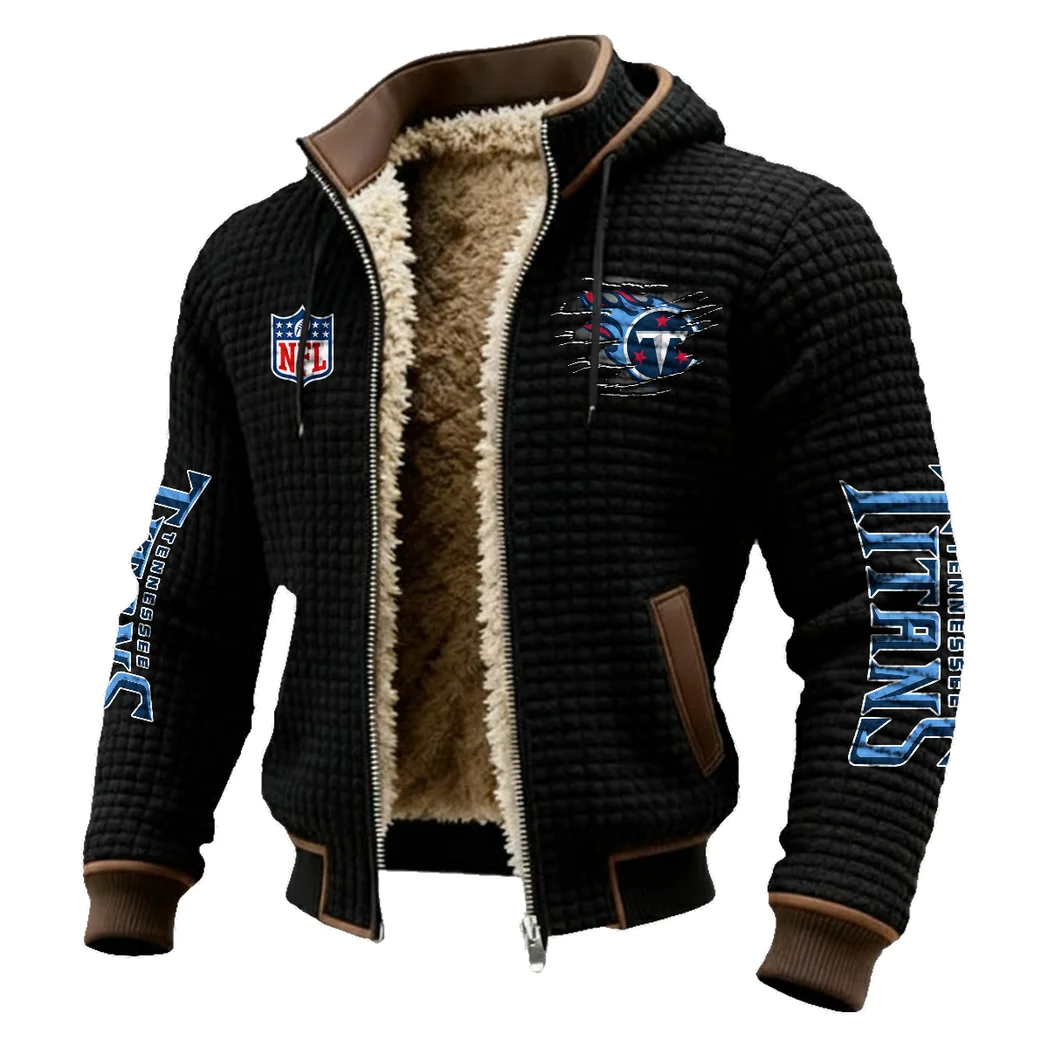 Football Titan Crew Fleece-Lined Hooded Jacket, Warmth-Lock Fleece-Lined Zip HVN1446TT - Black - Image 2