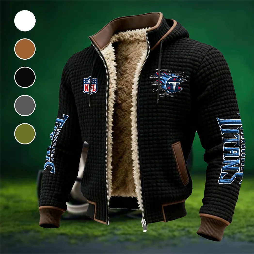 Football Titan Crew Fleece-Lined Hooded Jacket, Warmth-Lock Fleece-Lined Zip HVN1446TT - Black