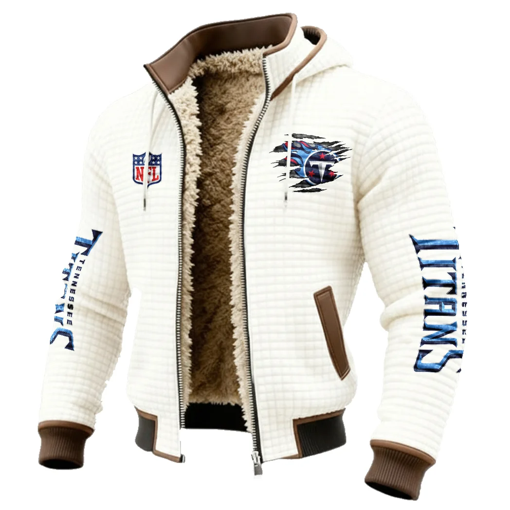 Football Titan Crew Fleece-Lined Hooded Jacket, Warmth-Lock Fleece-Lined Zip HVN1446TT - White - Image 2