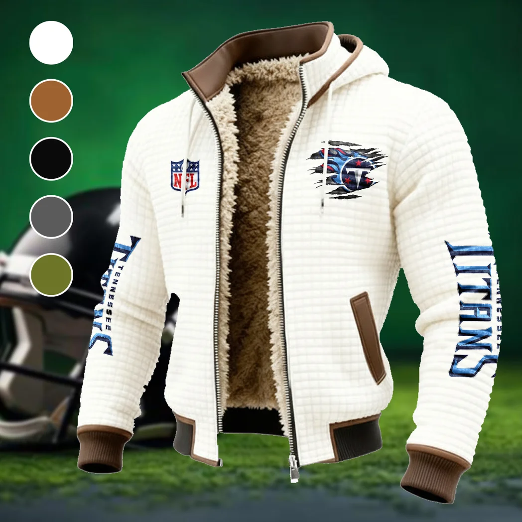 Football Titan Crew Fleece-Lined Hooded Jacket, Warmth-Lock Fleece-Lined Zip HVN1446TT - White