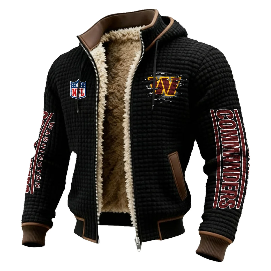 Army Fans Fleece-Lined Hooded Jacket, Modern Athletic Hybrid Parka HVN1446WC - Black - Image 2