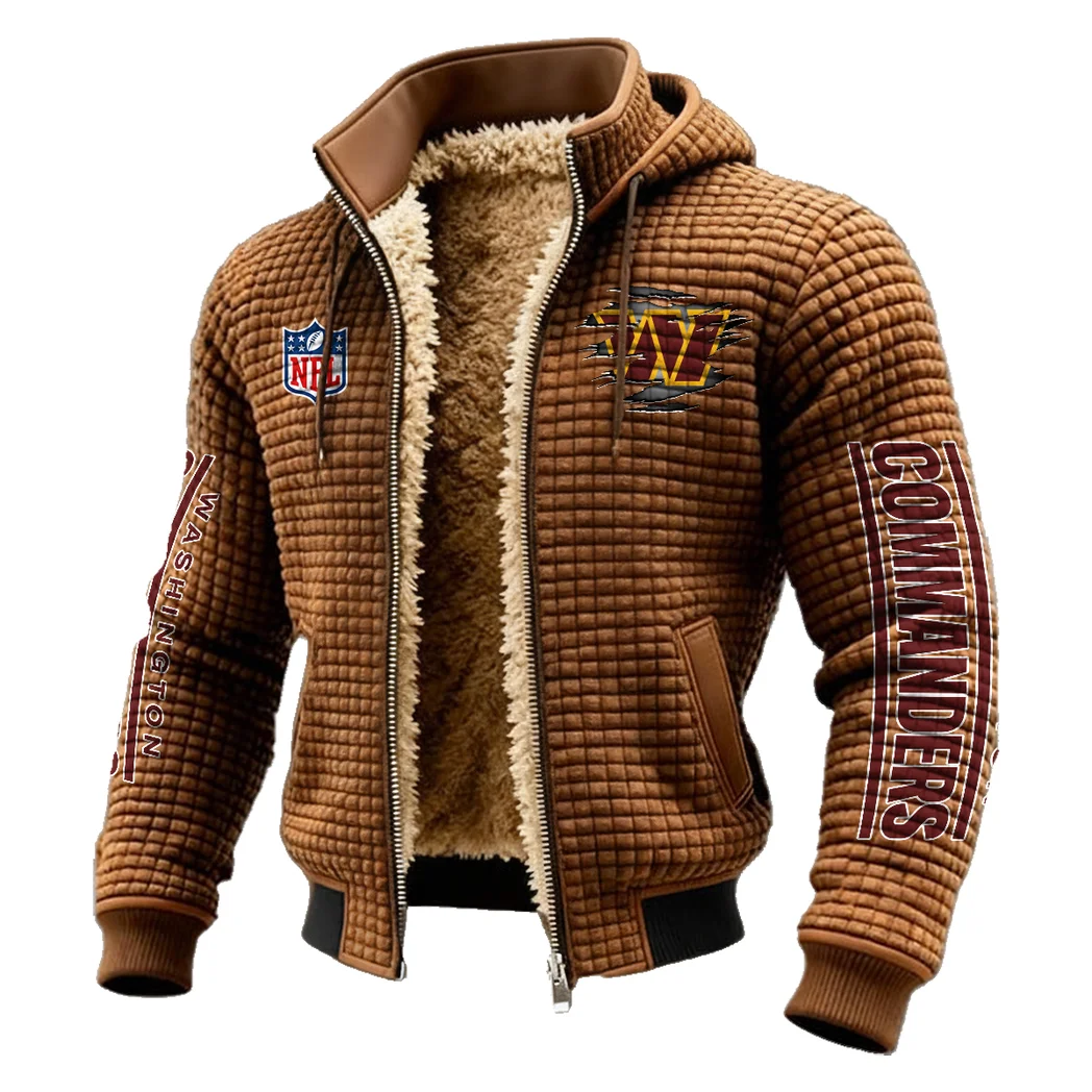 Army Fans Fleece-Lined Hooded Jacket, Modern Athletic Hybrid Parka HVN1446WC - brown - Image 2