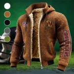 Army Fans Fleece-Lined Hooded Jacket, Modern Athletic Hybrid Parka HVN1446WC - brown