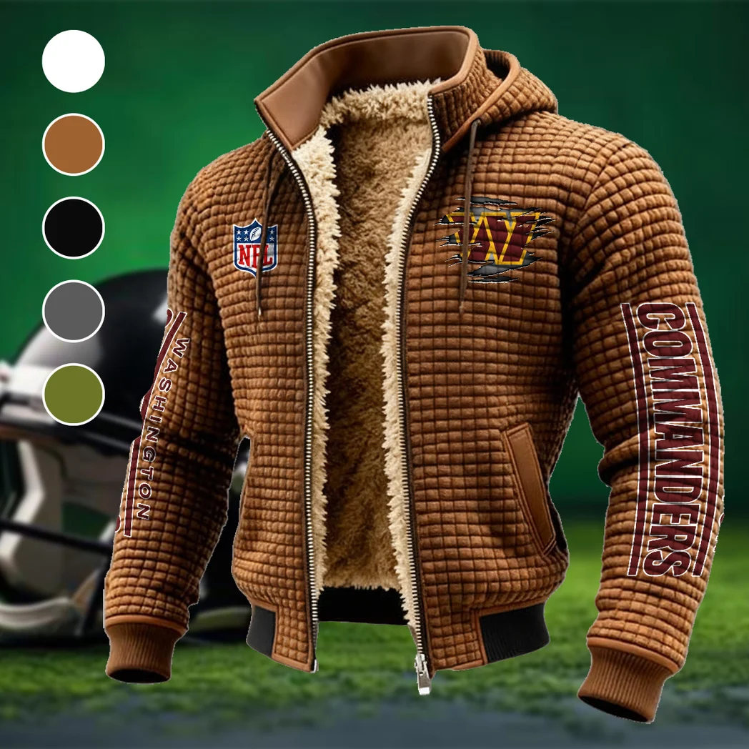 Army Fans Fleece-Lined Hooded Jacket, Modern Athletic Hybrid Parka HVN1446WC - brown
