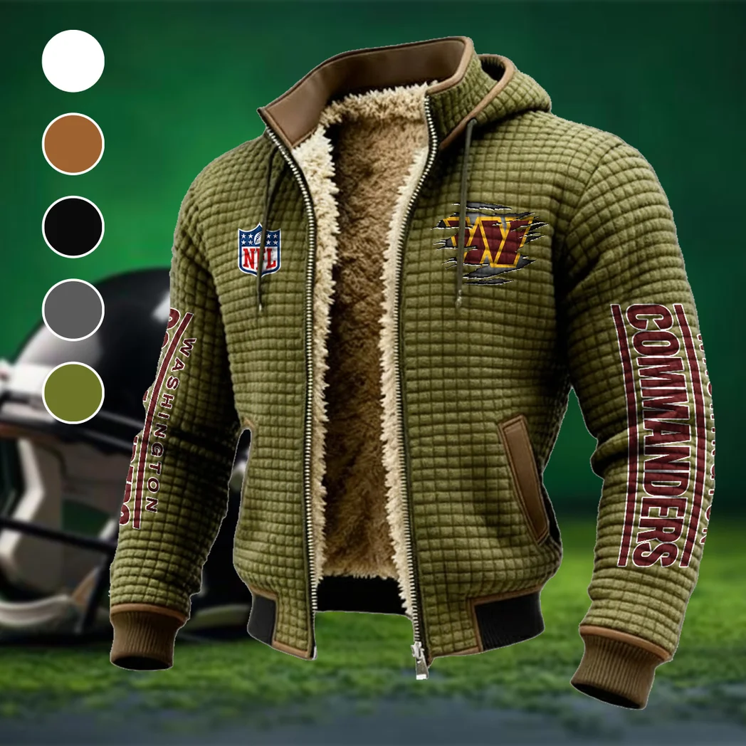 Army Fans Fleece-Lined Hooded Jacket, Modern Athletic Hybrid Parka HVN1446WC - Green