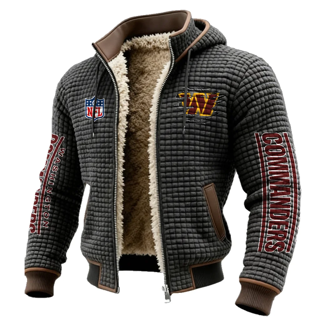 Army Fans Fleece-Lined Hooded Jacket, Modern Athletic Hybrid Parka HVN1446WC - Grey - Image 2