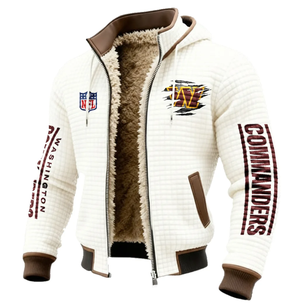 Army Fans Fleece-Lined Hooded Jacket, Modern Athletic Hybrid Parka HVN1446WC - White - Image 2