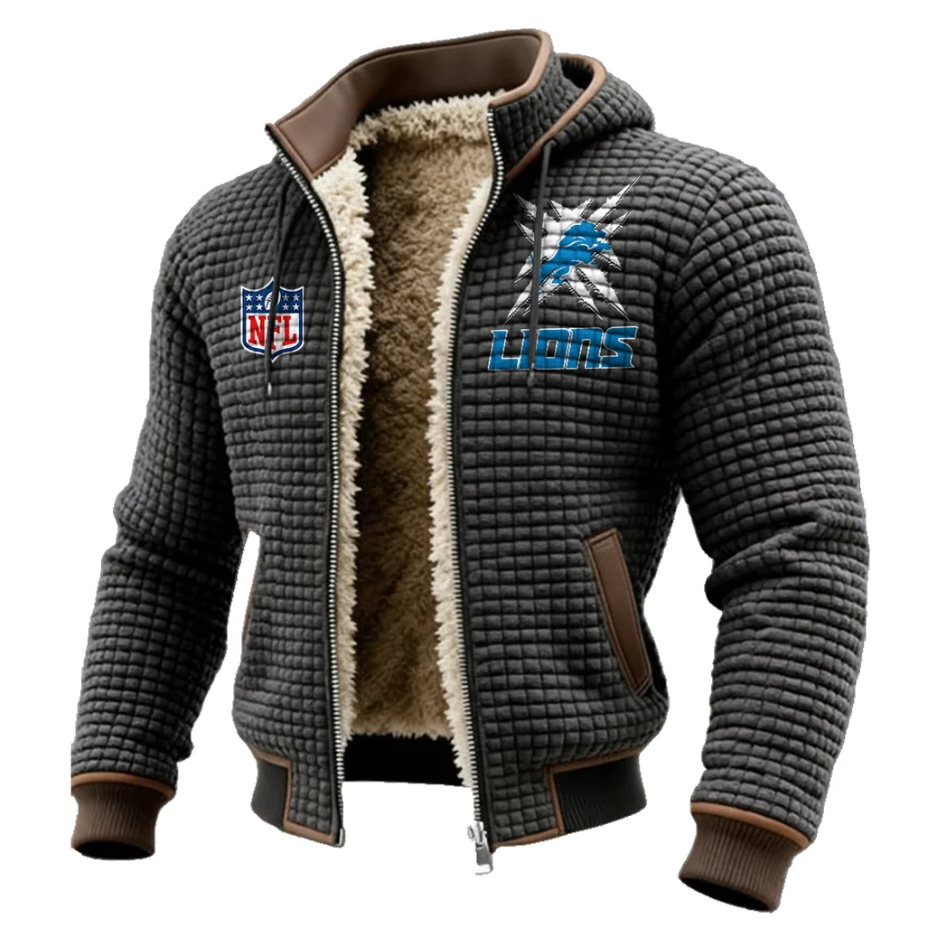 Blue Pride Fleece-Lined Hooded Jacket, Elite Athlete Winter Jacket HVN1447DL - Grey - Image 2