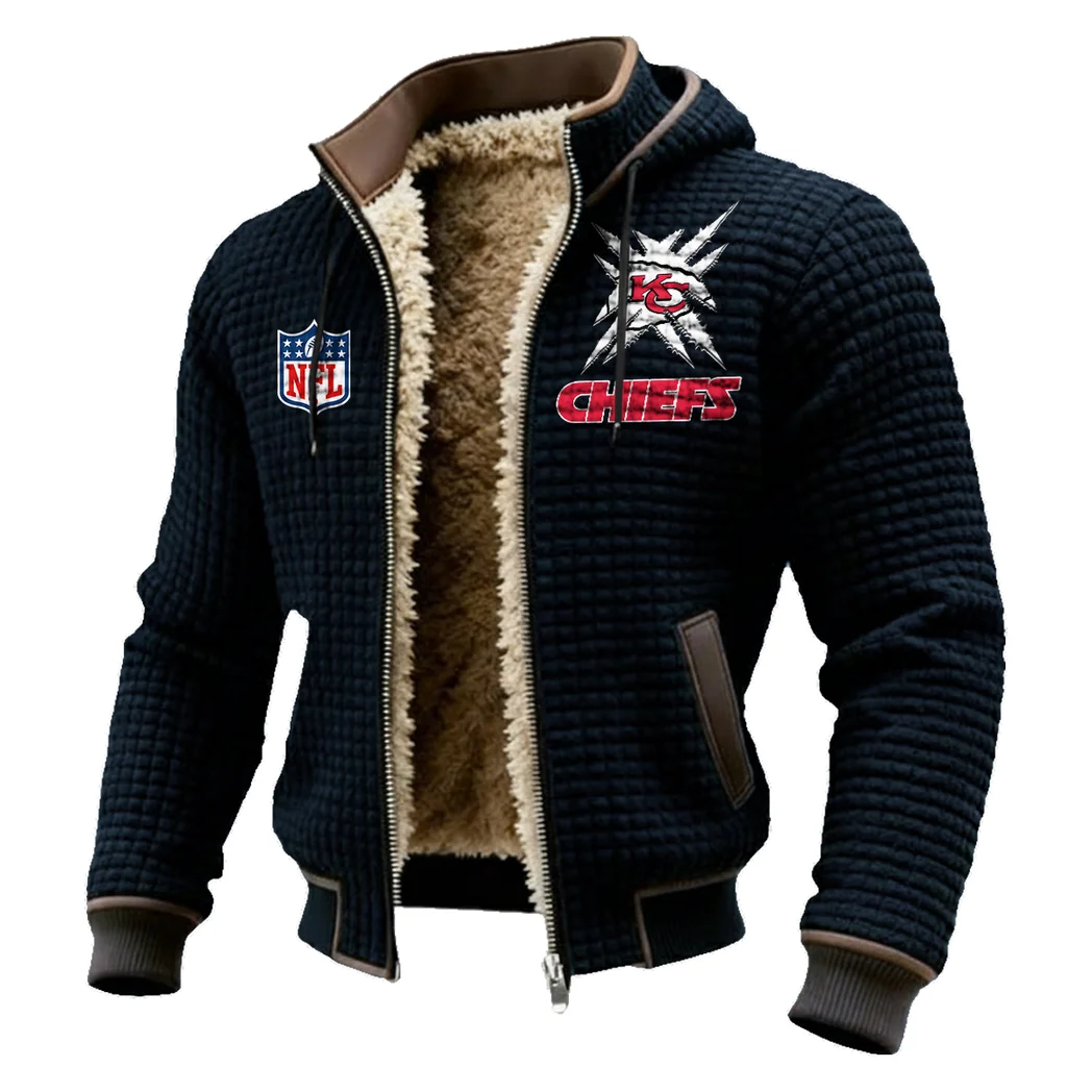 Game Day Squad Fleece-Lined Hooded Jacket, Elemental Guard Sport Jacket HVN1447KC - Black - Image 2