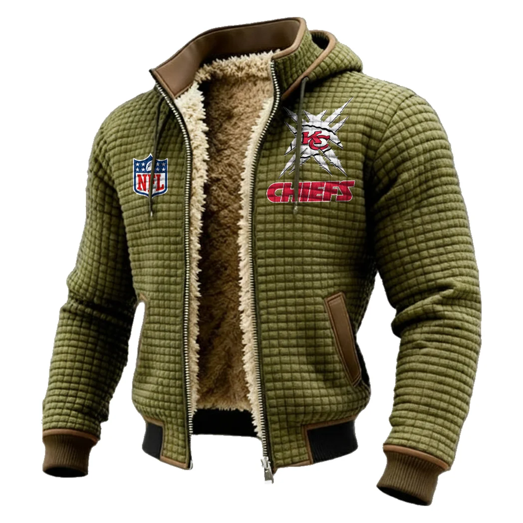 Game Day Squad Fleece-Lined Hooded Jacket, Elemental Guard Sport Jacket HVN1447KC - Green - Image 2
