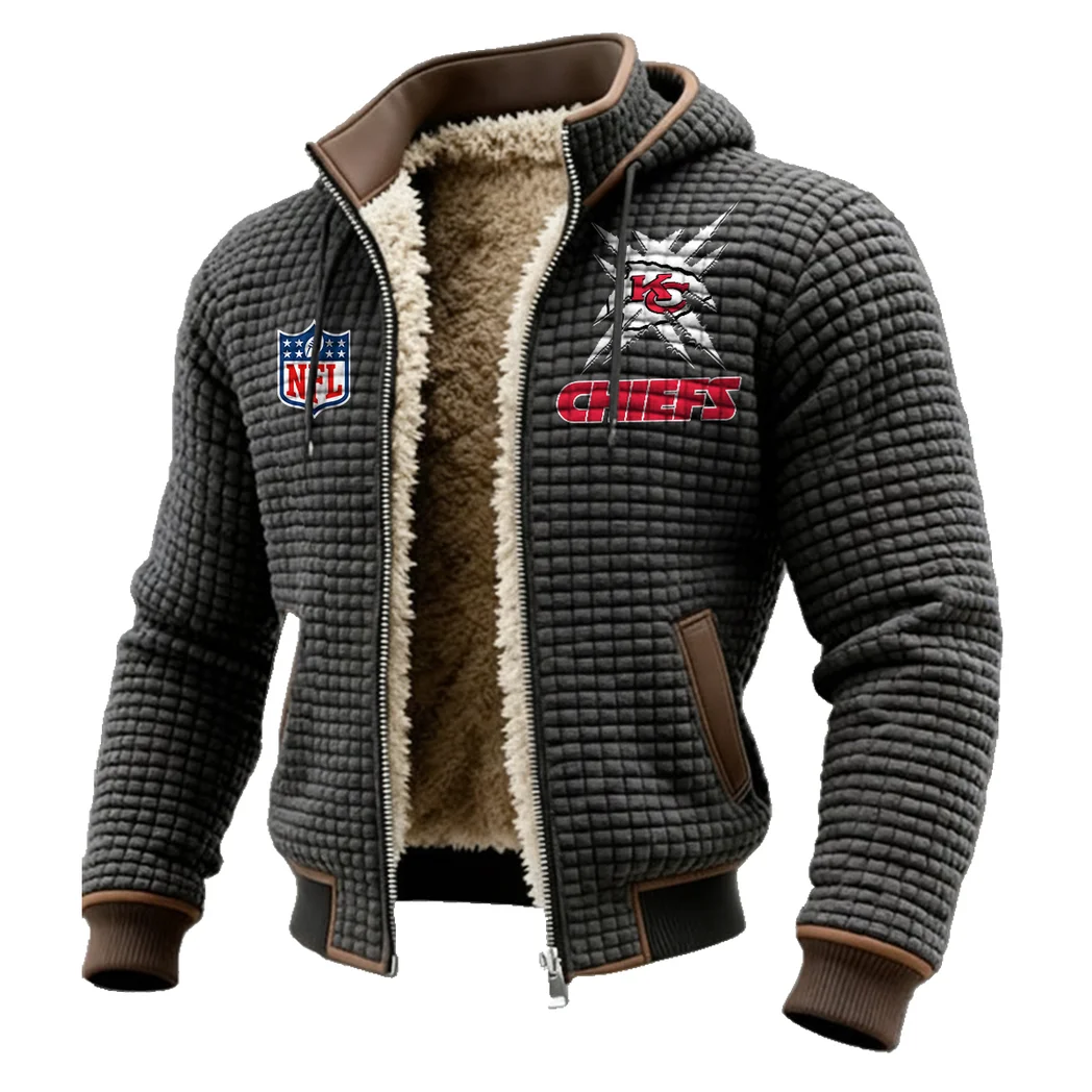 Game Day Squad Fleece-Lined Hooded Jacket, Elemental Guard Sport Jacket HVN1447KC - Grey - Image 2