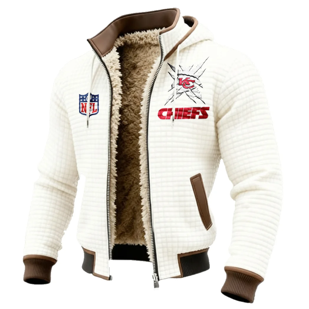 Game Day Squad Fleece-Lined Hooded Jacket, Elemental Guard Sport Jacket HVN1447KC - White - Image 2
