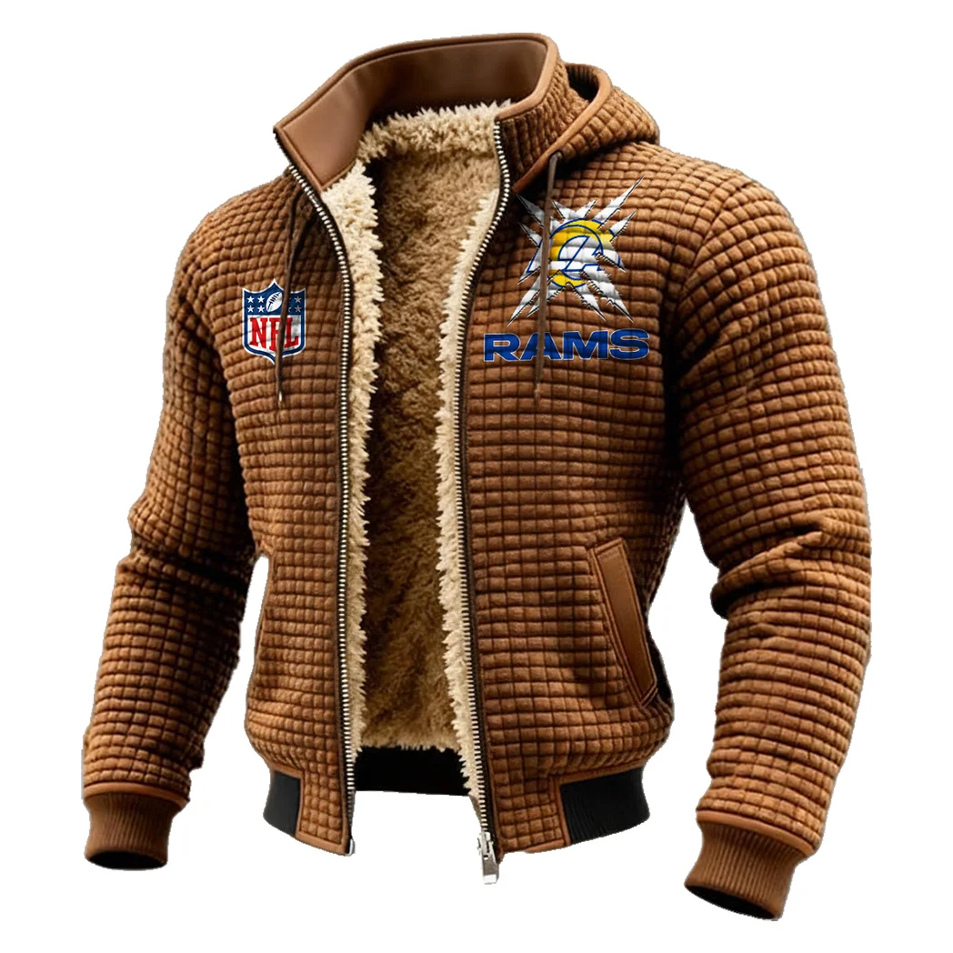 Horned Army Fleece-Lined Hooded Jacket, Water-Resistant Thermal Hoody HVN1447LA - brown - Image 2