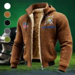 Horned Army Fleece-Lined Hooded Jacket, Water-Resistant Thermal Hoody HVN1447LA - brown