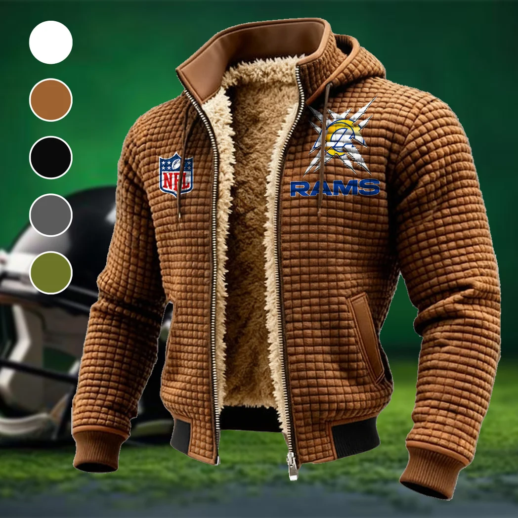 Horned Army Fleece-Lined Hooded Jacket, Water-Resistant Thermal Hoody HVN1447LA - brown