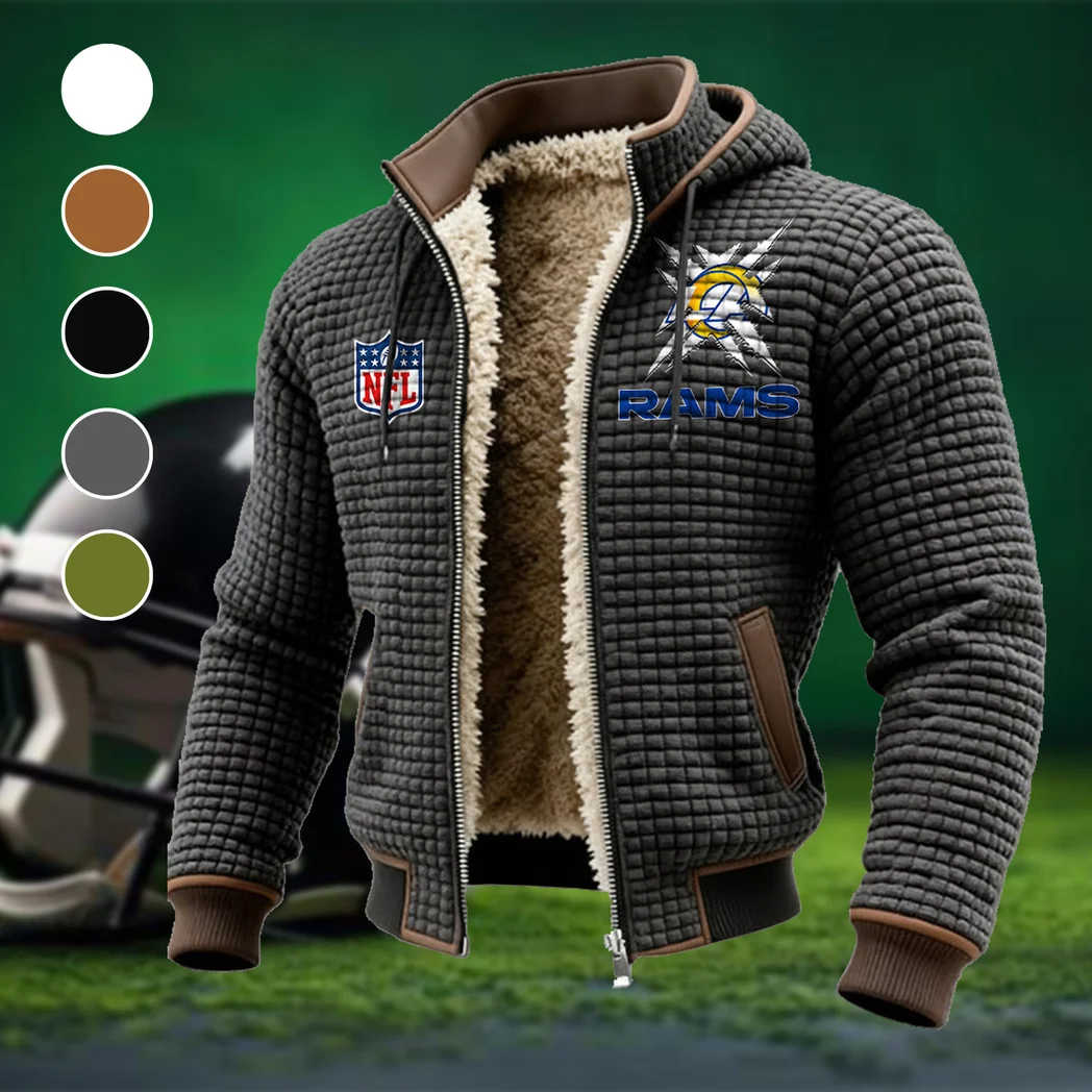 Horned Army Fleece-Lined Hooded Jacket, Water-Resistant Thermal Hoody HVN1447LA - Grey