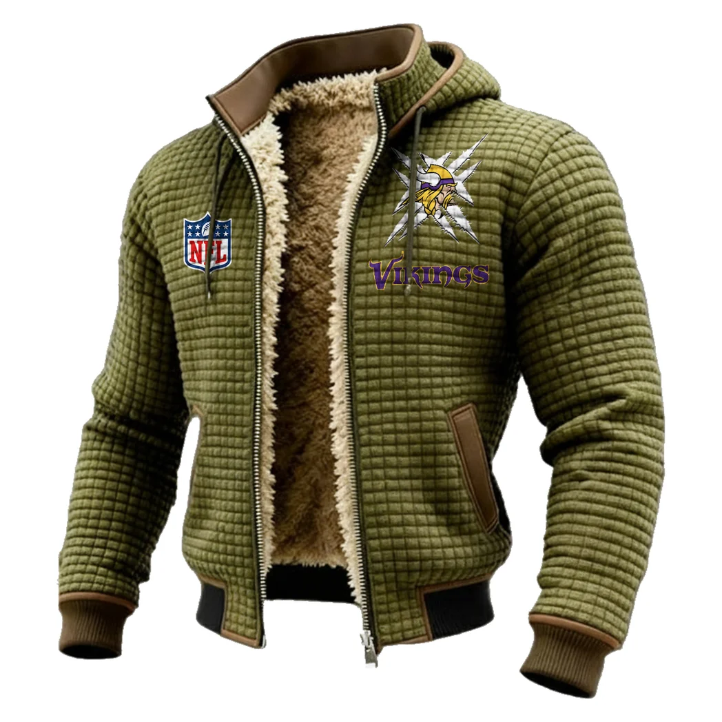 North Fans Fleece-Lined Hooded Jacket, Rugged Terrain Fleece Hoody HVN1447MV - Green - Image 2