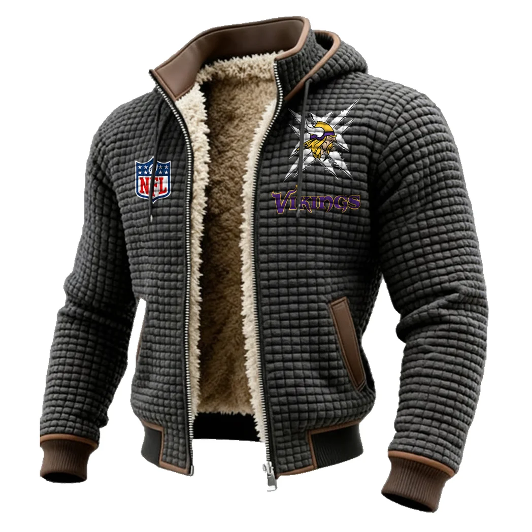 North Fans Fleece-Lined Hooded Jacket, Rugged Terrain Fleece Hoody HVN1447MV - Grey - Image 2