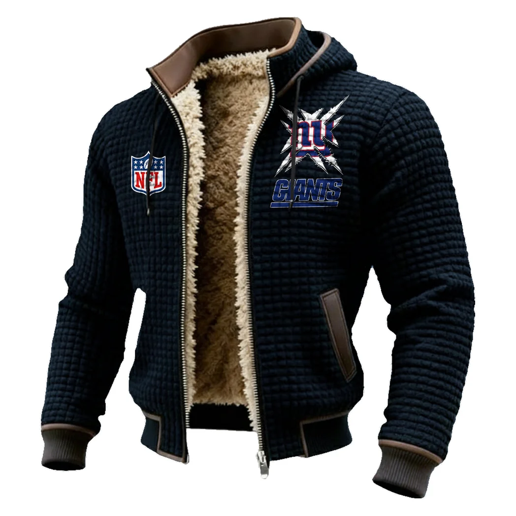 Football Giant Crew Fleece-Lined Hooded Jacket, Ultra-Soft Plush Lined Jacket HVN1447NG - Black - Image 2