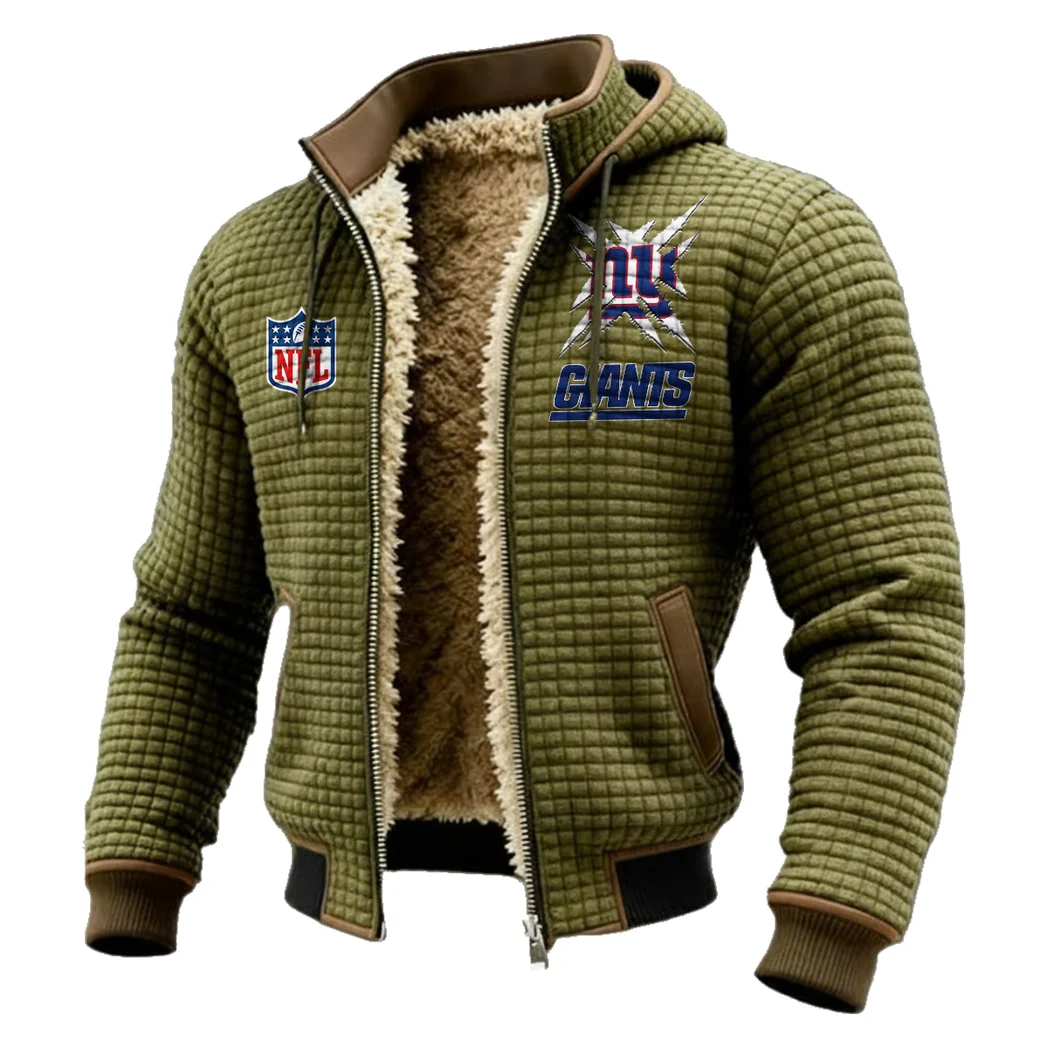 Football Giant Crew Fleece-Lined Hooded Jacket, Ultra-Soft Plush Lined Jacket HVN1447NG - Green - Image 2