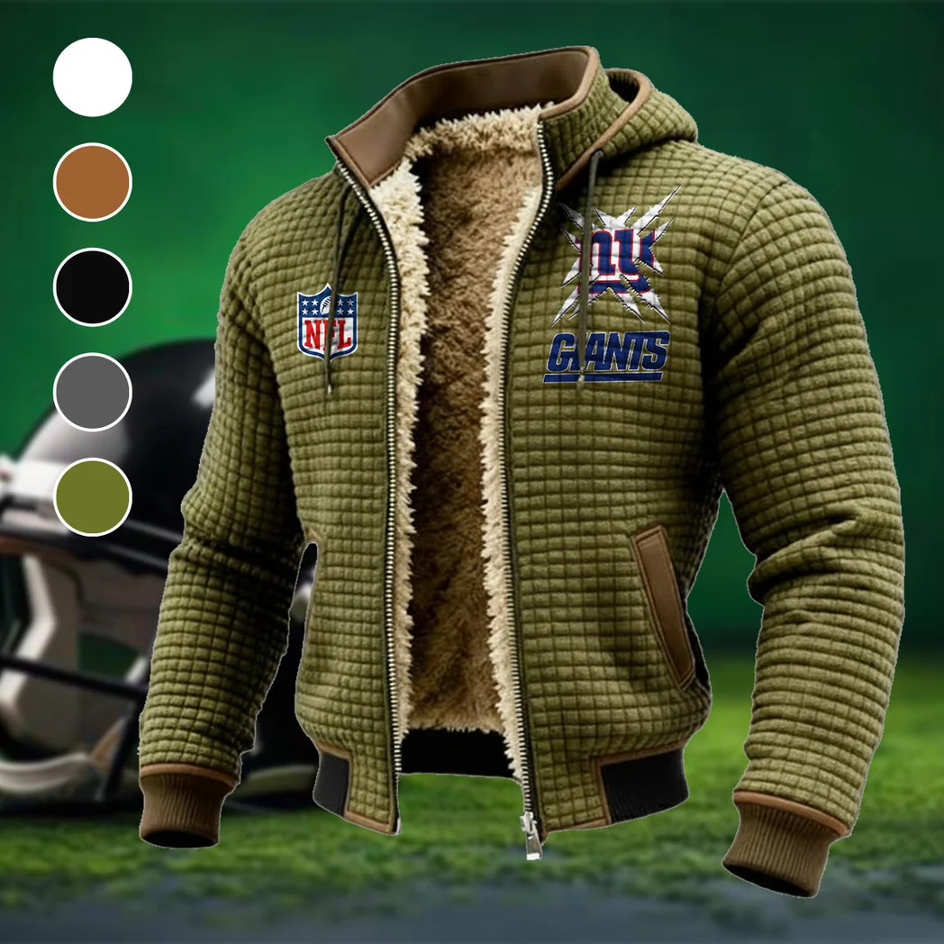 Football Giant Crew Fleece-Lined Hooded Jacket, Ultra-Soft Plush Lined Jacket HVN1447NG - Green